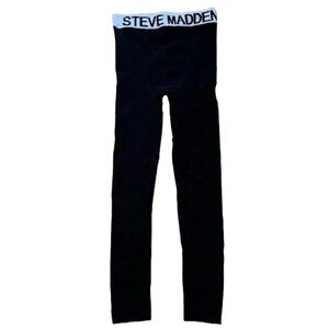STEVE MADDEN Black with White Waist Band Logo Leggings - size M/L